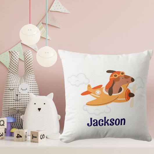 Boy  Baby Shower Dog Pilot Airplane Cloud Funny クッション