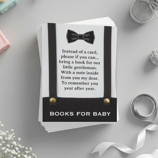 Boy Baby Shower Gentleman Suspenders Book Request エンクロージャーカード