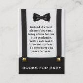Boy Baby Shower Gentleman Suspenders Book Request エンクロージャーカード (正面)