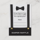 Boy Baby Shower Gentleman Suspenders Diaper Raffle エンクロージャーカード (正面)