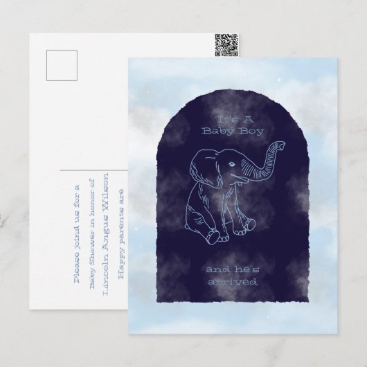 Boy Baby Shower Invitation ポストカード (正面/裏面)