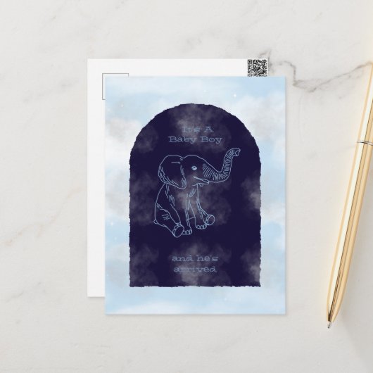 Boy Baby Shower Invitation ポストカード (正面/裏面インサイチュ)