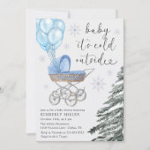 Boy Baby Shower Its Cold Outside Blue 招待状 (正面)