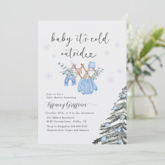 Boy Baby Shower Its Cold Outside| Clothes  招待状 (スタンド正面)