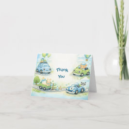 Boy Baby Shower Thank You Card Car Theme サンキューカード