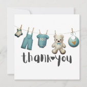 Boy Baby Shower Thank You Teddy Bear サンキューカード (正面)