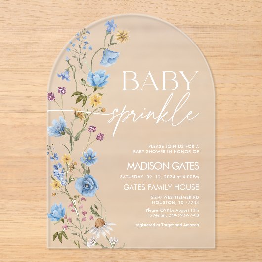 Boy Baby Sprinkle  Acrylic Invitation アクリル招待状 (正面)