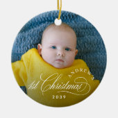 Boy Baby's 1st Christmas Elegant Photo セラミックオーナメント (正面)