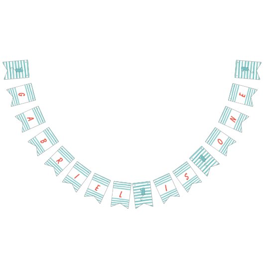 Boy Balloon Themed First Birthday Banner バンティングフラッグ (全)