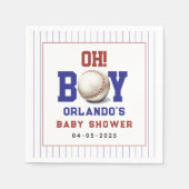 Boy Baseball Baby Shower | Cute Sports Party スタンダードカクテルナプキン (正面)