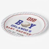 Boy Baseball Baby Shower | Cute Sports Party ペーパープレート (アングル)