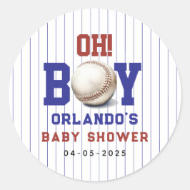 Boy Baseball Baby Shower | Cute Sports Party ラウンドシール