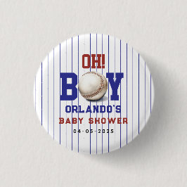 Boy Baseball Baby Shower | Cute Sports Party 缶バッジ