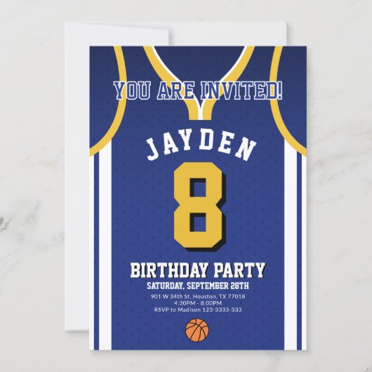 Boy Basketball Birthday Invite 招待状 (正面)