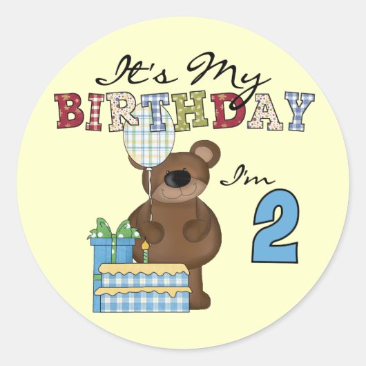 Boy Bear誕生日Tシャツとギフト ラウンドシール (正面)