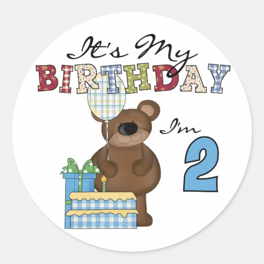 Boy Bear誕生日Tシャツとギフト ラウンドシール (正面)