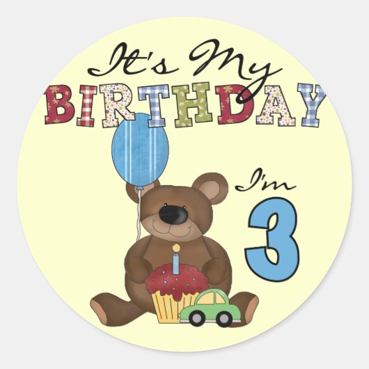 Boy Bear誕生日Tシャツとギフト ラウンドシール (正面)