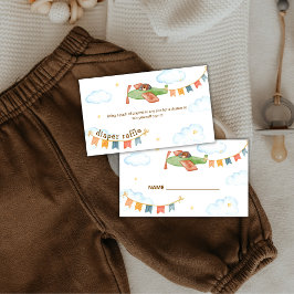 Boy Bear Airplane Sky Diaper Raffle Baby Shower エンクロージャーカード