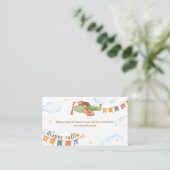 Boy Bear Airplane Sky Diaper Raffle Baby Shower  エンクロージャーカード (スタンド正面)