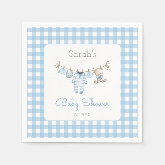 Boy Bear Baby Shower スタンダードカクテルナプキン (正面)