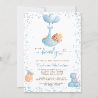Boy Bear Baby Shower (ブックリクエスト付き) 招待状