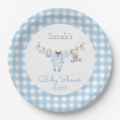 Boy Bear Baby Shower ペーパープレート (正面)