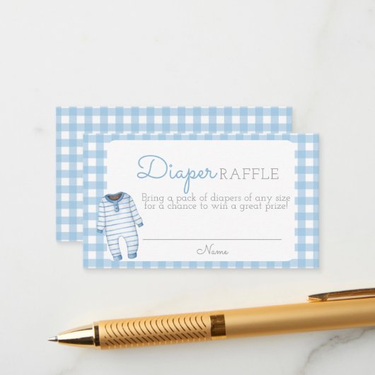 Boy Bear Baby Shower Diaper Raffle Card エンクロージャーカード (正面/裏面インサイチュ)