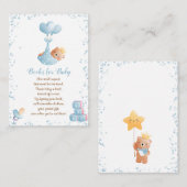 Boy Bear Blue Books for Baby Shower エンクロージャーカード (正面/裏面)