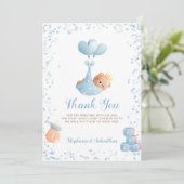 Boy Bear Blue Thank You Baby Shower Card サンキューカード (スタンド正面)