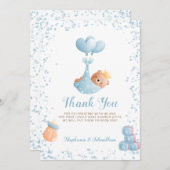 Boy Bear Blue Thank You Baby Shower Card サンキューカード (正面/裏面)