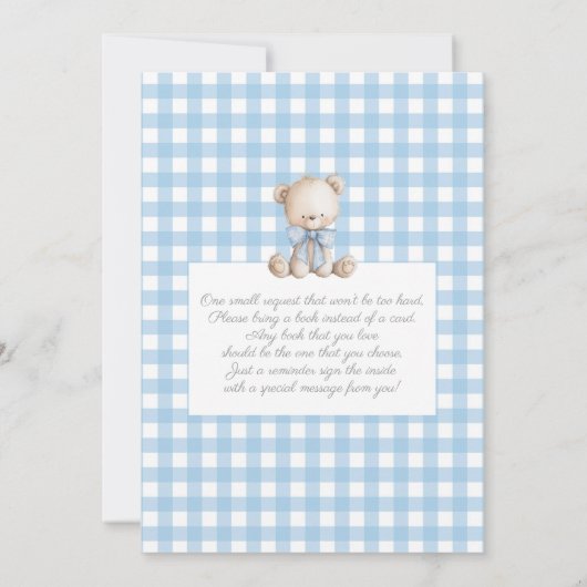 Boy Bear Clothesline Baby Shower invitation 招待状 (裏面)
