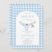 Boy Bear Clothesline Baby Shower invitation 招待状 (正面/裏面)