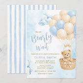 BOY Bear Cloud Balloon Baby Shower Invite 招待状 (正面/裏面)