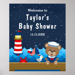 Boy Bear Red Navy航海の Baby Showerへようこそ ポスター
