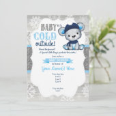 Boy Bear Winter招待状for Boy Baby Shower 招待状 (スタンド正面)