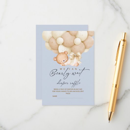 Boy Bearly 待ってよ おむつくじ 赤ちゃんのお祝い エンクロージャーカード (正面/裏面インサイチュ)