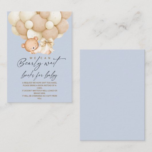 Boy Bearly Wait Books for Baby Shower    エンクロージャーカード (正面/裏面)