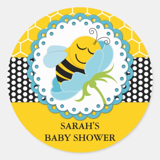 Boy Bee Baby Showerステッパーソナライズされたカー ラウンドシール (正面)