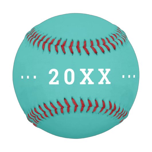 Boy Birthday gift idea custom name text turquoise 野球ボール (裏面)