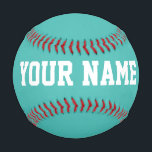 Boy Birthday gift idea custom name text turquoise 野球ボール<br><div class="desc">Create your unique Boy Birthday gift turquoise light blue custom name text Baseball adding your own personalized name, year, slogan, message or any text. Customizable cute baseball gift game for boy, boyfriend, dad, grandpa, cheerleaders, teen, teenager, baby boy, players, teammates, fans. Choose your favourite team and use any background color....</div>