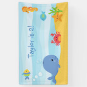 Boy Birthday Party Backdropバナー（海中下） 横断幕 (縦)