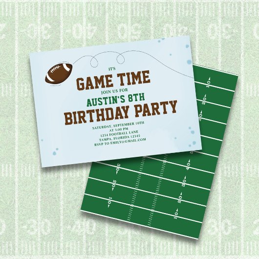 Boy Birthday Party Football Custom 招待状