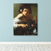 Boy Bitten by a Lizard, c.1595-1600 (キャンバス上の油) キャンバスプリント (インサイチュ (ウッドフロア))