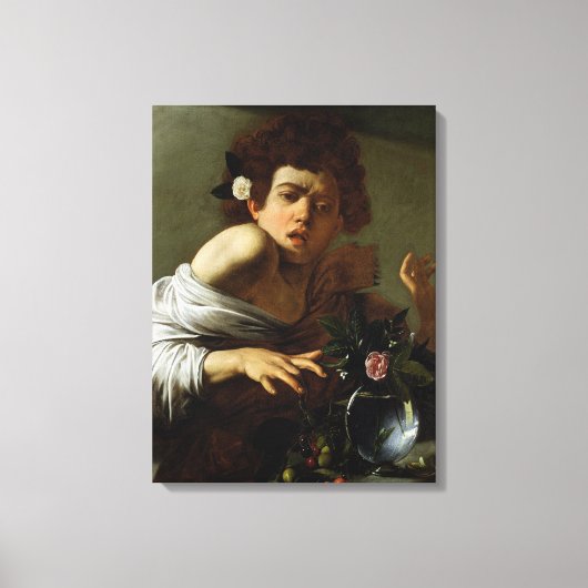 Boy Bitten by a Lizard, c.1595-1600 (キャンバス上の油) キャンバスプリント (正面)