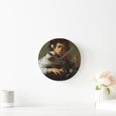 Boy Bitten by a Lizard, c.1595-1600 (キャンバス上の油) ラウンド壁時計 (ホーム)