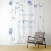 Boy Blue Baby in Bloom Baby Shower Welcome Sign タペストリー (インサイチュ)