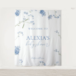 Boy Blue Baby in Bloom Baby Shower Welcome Sign タペストリー