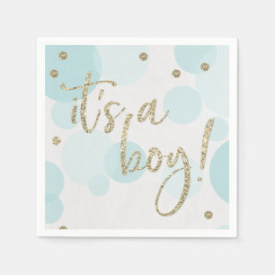 Boy Blue Baby Shower Paper Napkin（ブルーベイビーシャワーペーパーナ スタンダードカクテルナプキン