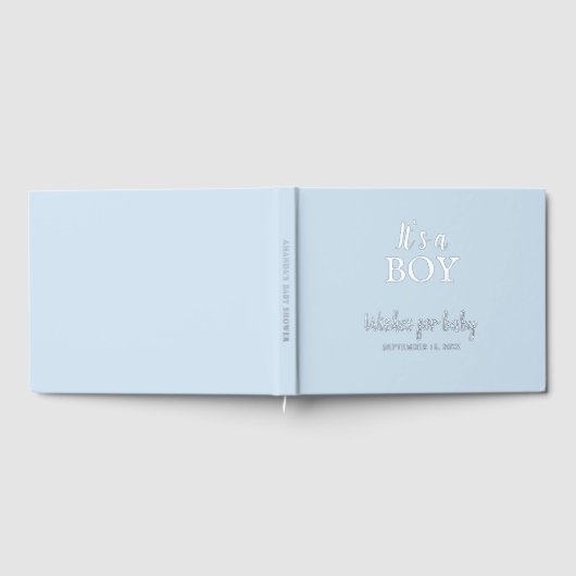 Boy Blue Baby Shower Silver Foil ゲストブック (全面)