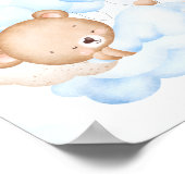 Boy Blue Bear Baby Shower Favorサイン ポスター (角)